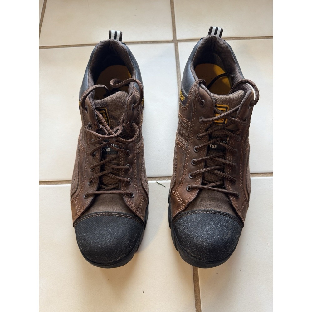 Caterpillar CAT Argon Men's Composite Toe Work Shoes Brown Leather Size 13 WIDE